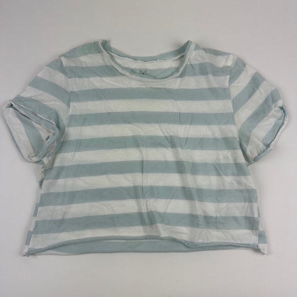 Pacsun Basics Crop Top Tshirt Womens Medium Blue White Striped - Picture 1 of 7